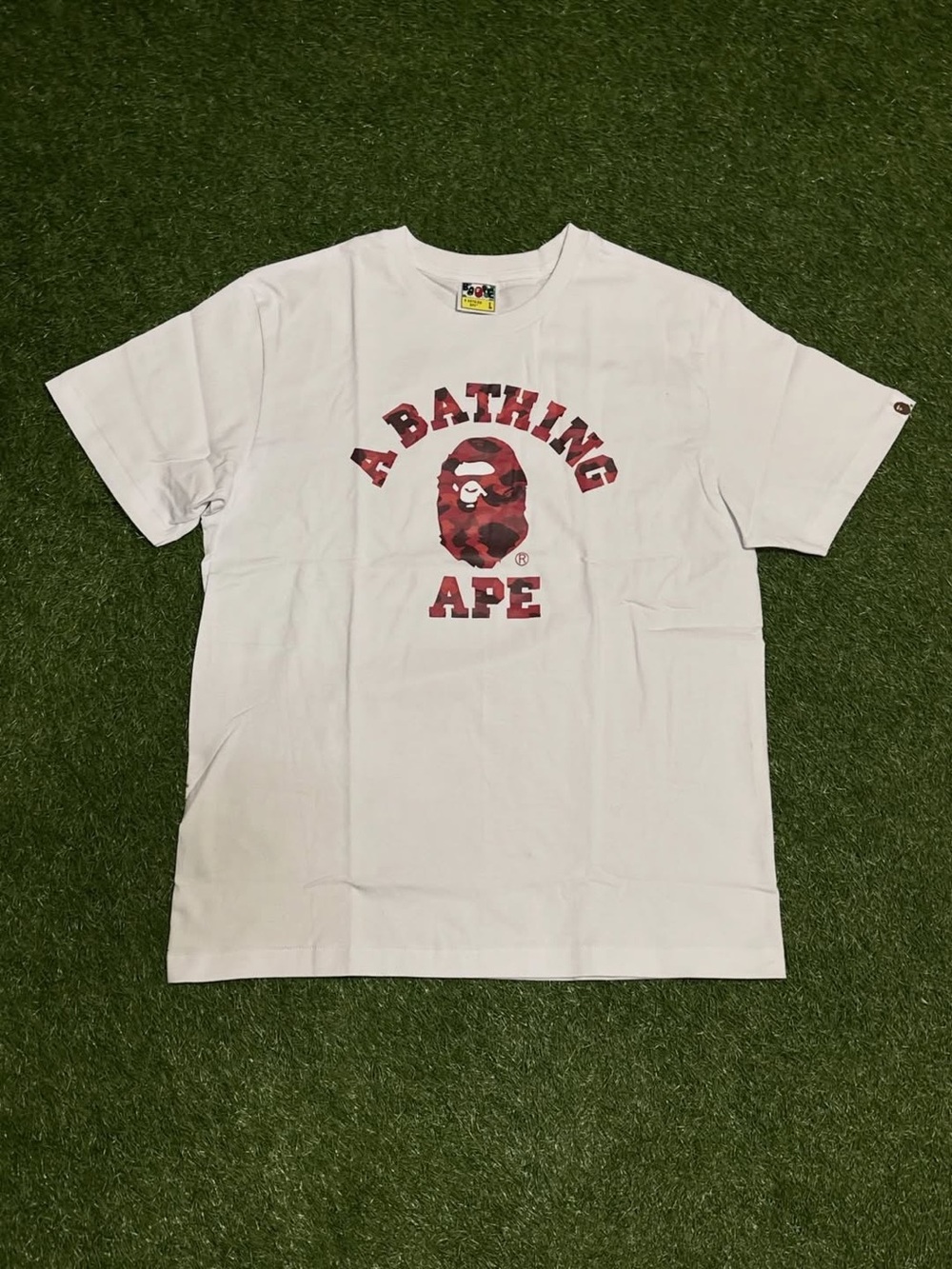 Red On White College Bape Tee